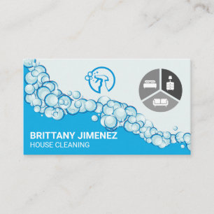 Cartão De Visita Ícones de Limpeza de Casa   Bolhas de Sabão