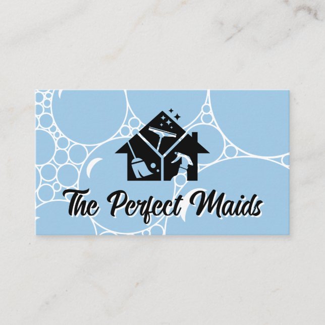 Cartão De Visita Ícones de limpeza | Fundo das bolhas de sabão (Frente)