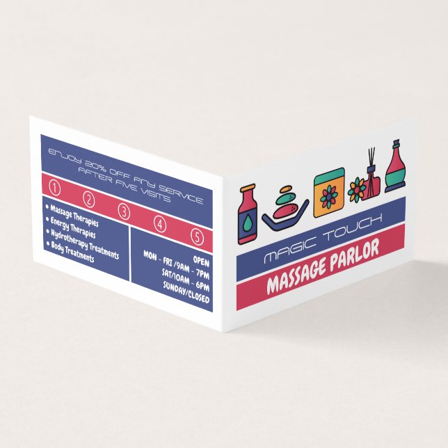 Cartão De Visita Ícones de massagem, terapeuta de massagem, lealdad (Exterior)