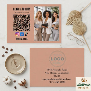 Cartão De Visita Ícones de Mídia Social de Foto Código QR Branco Su