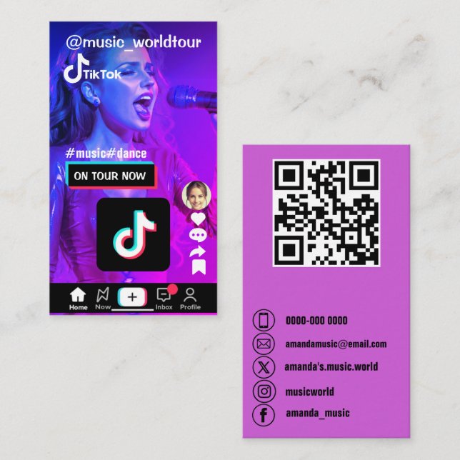 Cartão De Visita Ícones de mídia social de foto personalizados e có (Frente/Verso)