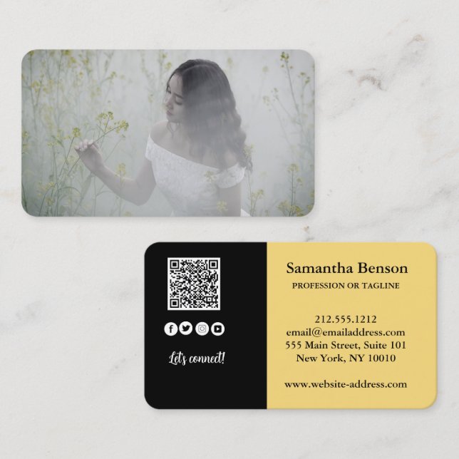 Cartão De Visita Ícones de mídia social de fotos de código QR moder (Frente/Verso)