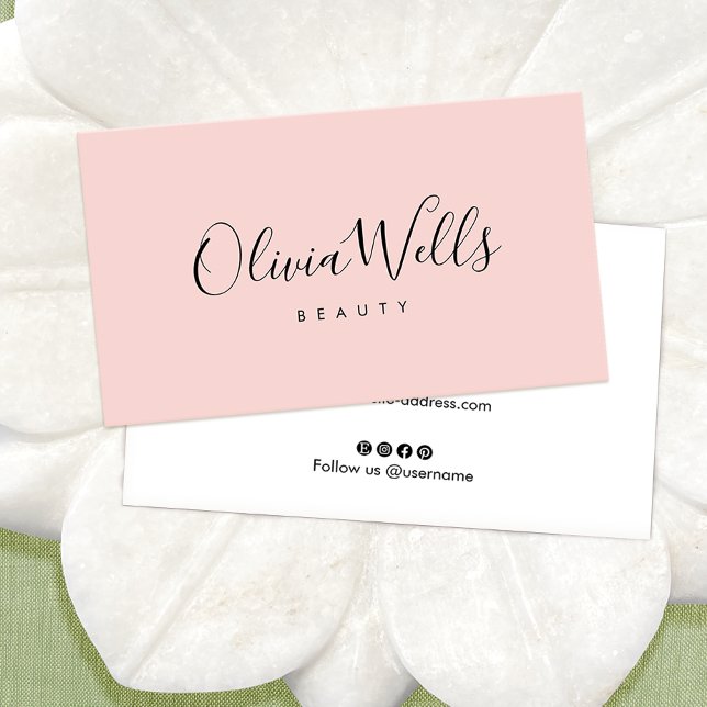 Cartão De Visita Ícones de mídia social de script manuscrito branco (Criador carregado)