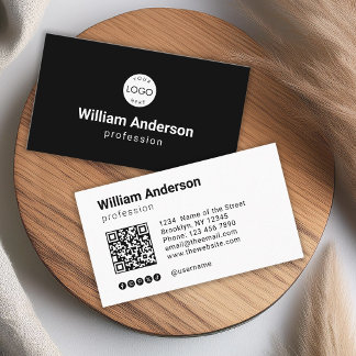 Cartão De Visita Ícones de Mídia Social em QR Code Preto e Branco S