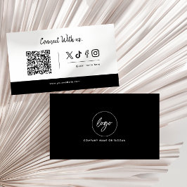 Cartão De Visita Ícones de mídia social Logotipo de código Qr Conec