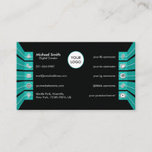 Ícones de mídia social verde teal moderno minimali