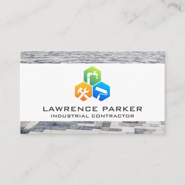 Cartão De Visita Ícones de Reparo de Construção | Azulejo de betão (Frente)