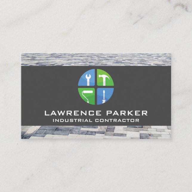 Cartão De Visita Ícones de reparo inicial do Builder | Trabalhador  (Frente)