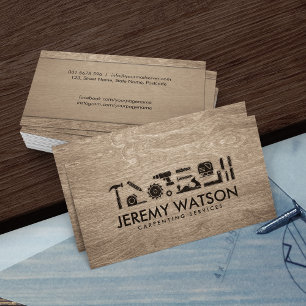 Cartão De Visita Ícones dos serviços do carpenter