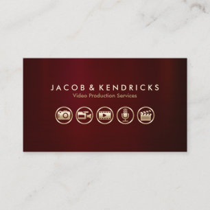 Cartão De Visita Ícones Dourados dos serviços de produção de vídeo 