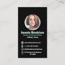 Cartão De Visita Ícones e foto sociais verticais pretos modernos