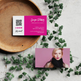 Cartão De Visita Ícones Fotográficos de código QR cor-de-rosa Fuchs