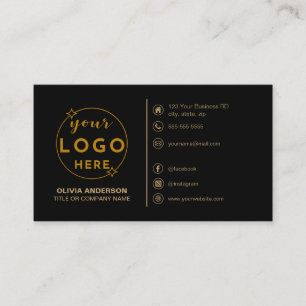 Cartão De Visita Ícones personalizados do logotipo preto simples mo