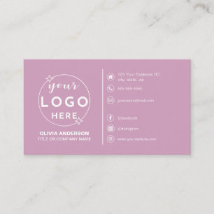 Cartão De Visita Ícones personalizados do logotipo rosa simples mod