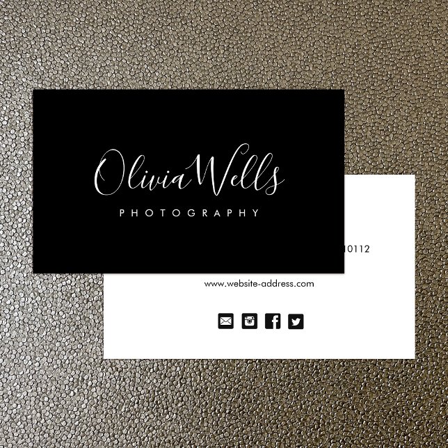 Cartão De Visita Ícones Simples de Script de Assinatura Preta de Mí (Criador carregado)