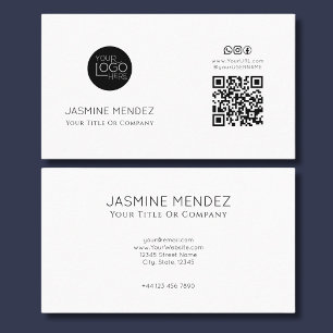 Cartão De Visita Ícones Sociais de Código QR Logo Moderno Elegante 