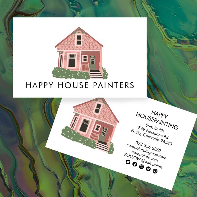 Cartão De Visita Ícones Sociais de Construção de Handyman de Pintur (House Painting Handyman Construction Social Icons Business Card
)