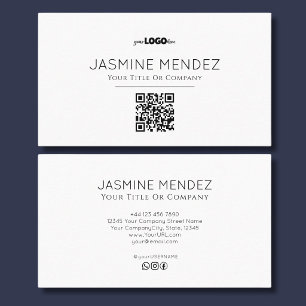 Cartão De Visita Ícones Sociais de Logo de Código QR Minimalista Br