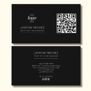 Cartão De Visita Ícones Sociais de Logo de Código QR Modernos Preto