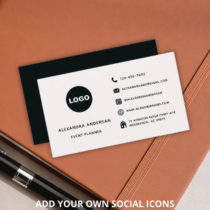 Cartão De Visita Ícones Sociais de Logotipo Preto e Branco de Dois 