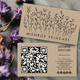 Cartão De Visita Ícones sociais do Elegante Kraft QR Code