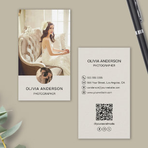 Cartão De Visita Ícones substituíveis de código QR de 2 fotos do fo