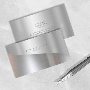 Cartão De Visita ID805 de Prata de dois tons minimalista em onda me