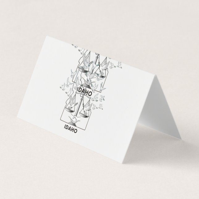 Cartão De Visita Idaho State Map with Justice Scales and Peace Dove (Frente)