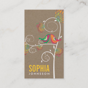 Cartão De Visita Identidade da Butique Floral de Pássaros de Amor C