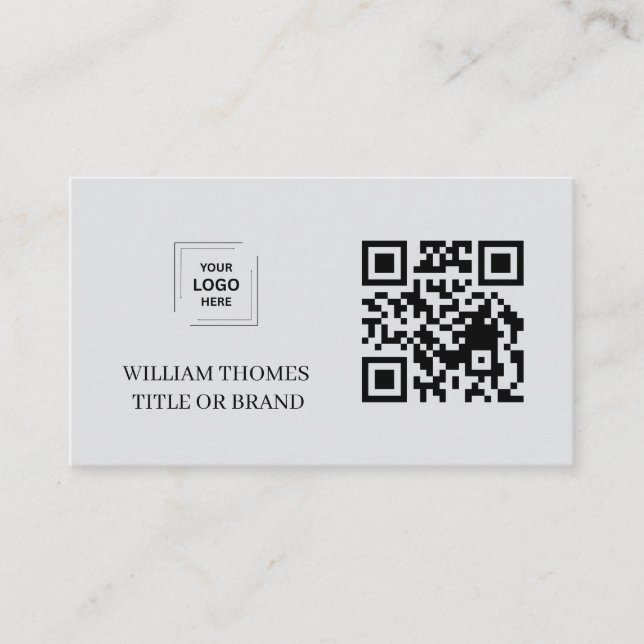 Cartão De Visita Identidade Empresarial Código QR Moderna Cinza (Frente)