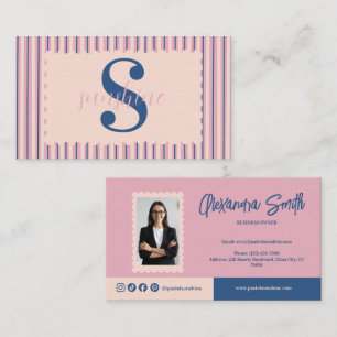 Cartão De Visita Identidade Visual Blush Stripe Photo Boutique