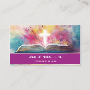 Cartão De Visita Igreja Bíblica Roxa Brilhante