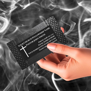 Cartão De Visita Igreja Pastor Negra-Couro Cristão