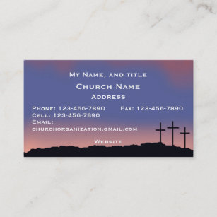 Cartão De Visita Igreja / Religiosa Três cruzes Céu Sunset