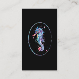 Cartão De Visita Ilustração Colorida de Cavalo-marinho através da A