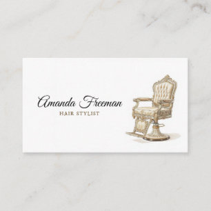 Cartão De Visita Ilustração da Cadeira de Salão Dourado e Branco da