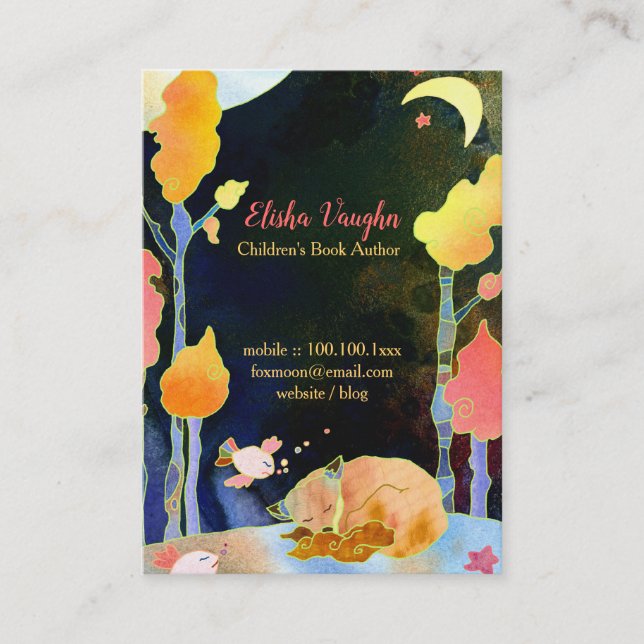 Cartão De Visita Ilustração da Fox da Floresta de Sonho (Frente)