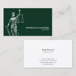 Cartão De Visita Ilustração da Justiça das Mulheres em Verde Escuro