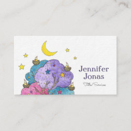 Cartão De Visita Ilustração de Aquarela de Aves Sonolentas Noturnas