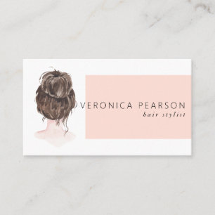 Cartão De Visita Ilustração de Cabelo de Moda em Aquarela Negócios