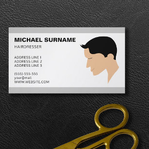 Cartão De Visita Ilustração de Corte de Cabelo Masculino Clássico B