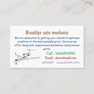 Cartão De Visita Ilustração de desenho animado a jato privado