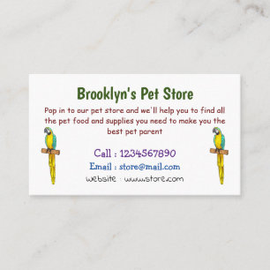 Cartão De Visita Ilustração de desenho animado com arara-arara-azul