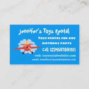 Cartão De Visita Ilustração de desenho animado de avião vermelho-vo