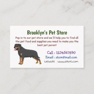 Cartão De Visita Ilustração de desenho animado de cão rottweiler