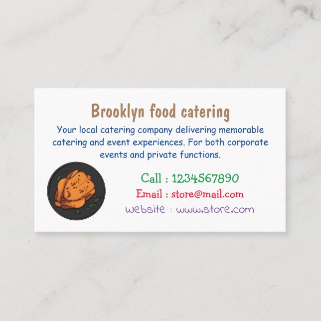 Cartão De Visita Ilustração de desenho animado de frango assado (Frente)