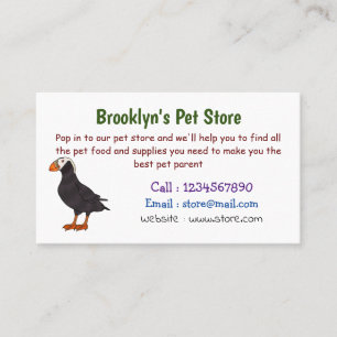 Cartão De Visita Ilustração de desenho animado de pássaros puffin t