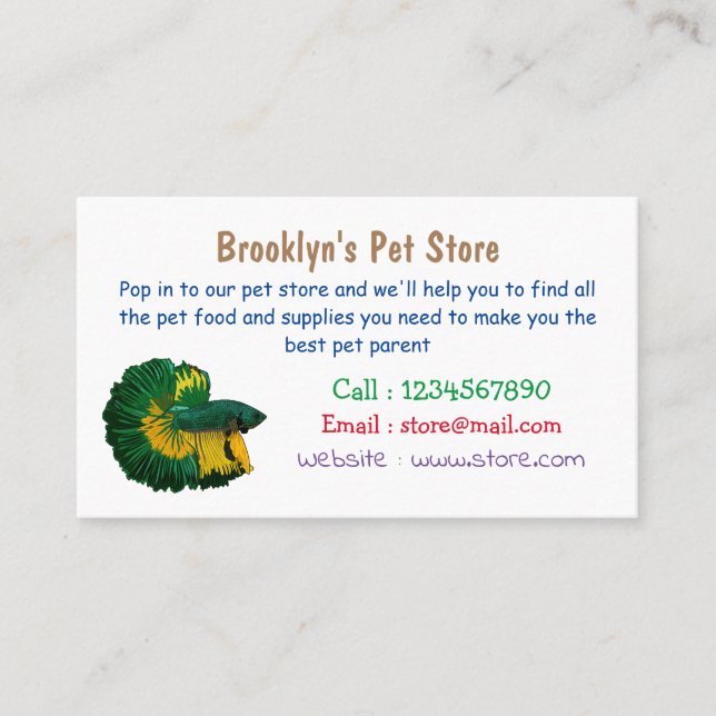 Cartão De Visita Ilustração de desenho animado de peixe lutador sia (Frente)