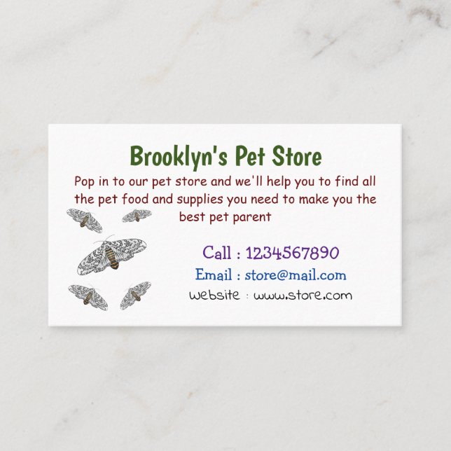 Cartão De Visita Ilustração de desenho animado gigante da traça-leo (Frente)