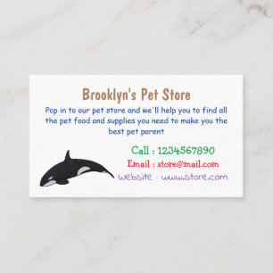 Cartão De Visita Ilustração de desenho da baleia assassina